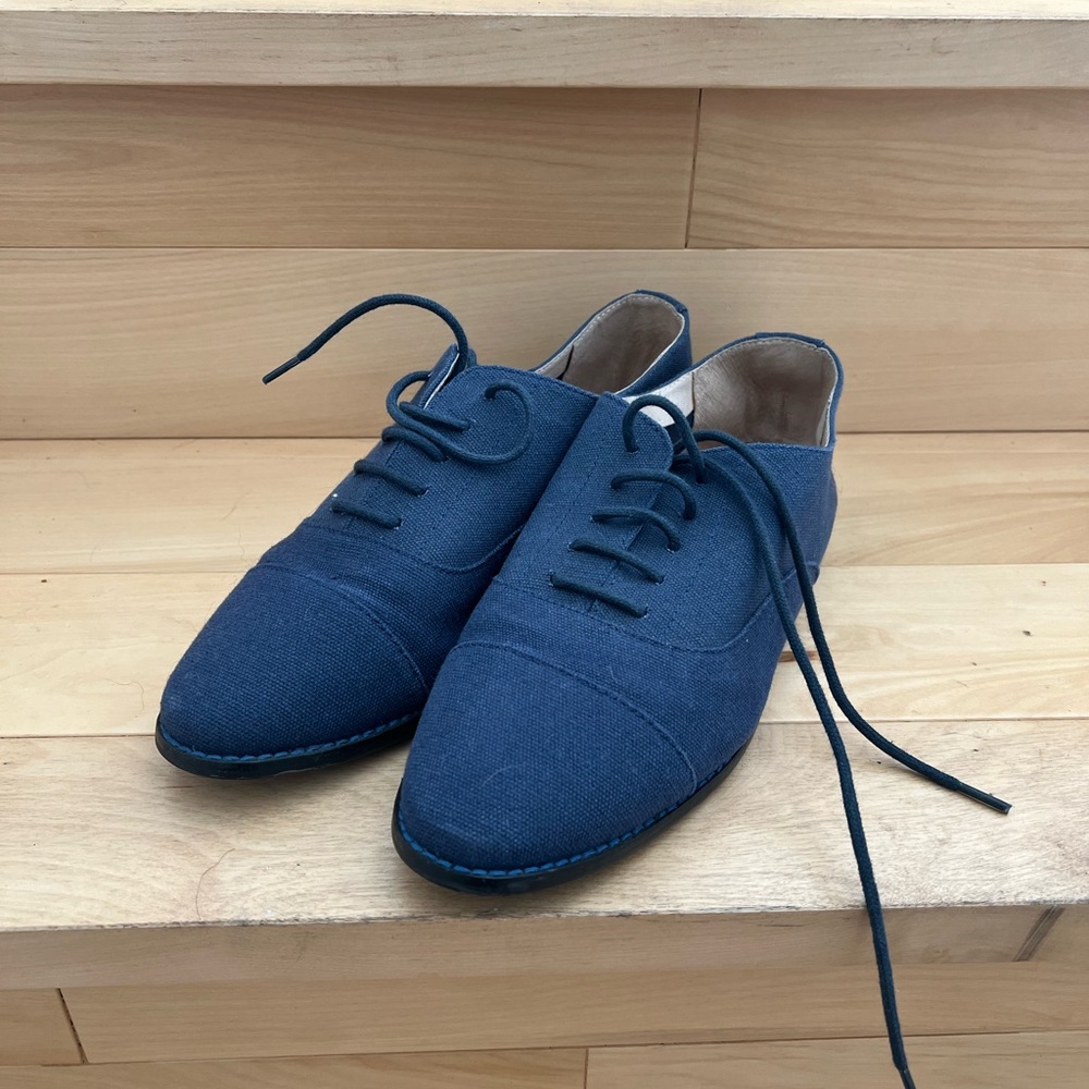 Marais USA Blue Canvas Oxford Shoes